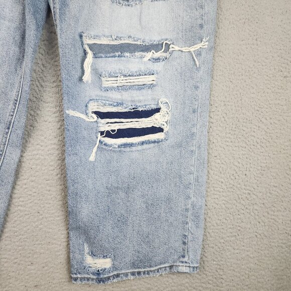 KanCan Ripped High Rise Wide Leg Cropped Jeans Womens Size 30 Baggy Denim Cotton - Picture 10 of 15